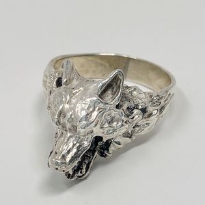 Wolf  head sterling silver ring 925 for men